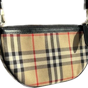 Burberry Cotton Calfskin Vintage Check Olympia Pouch Beige